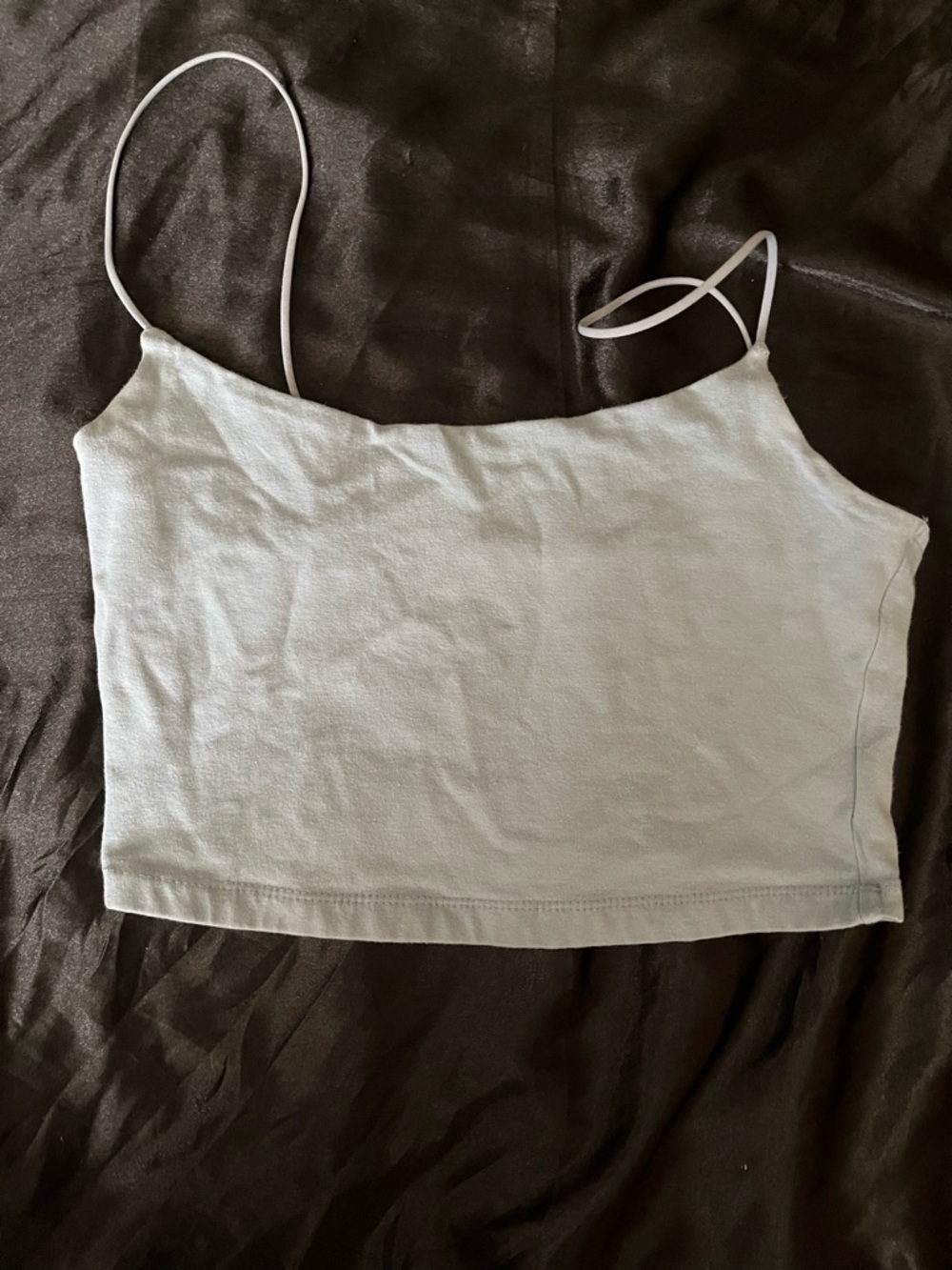 Light Blue Spaghetti Strap Crop Tank Top - Unbranded